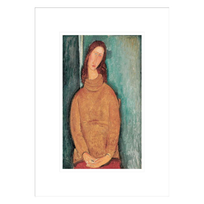 Portrait de Jeanne Hébuterne par Amedeo Modigliani - Estampe numérique encadrée, H 16,75 po x l 12,25 po