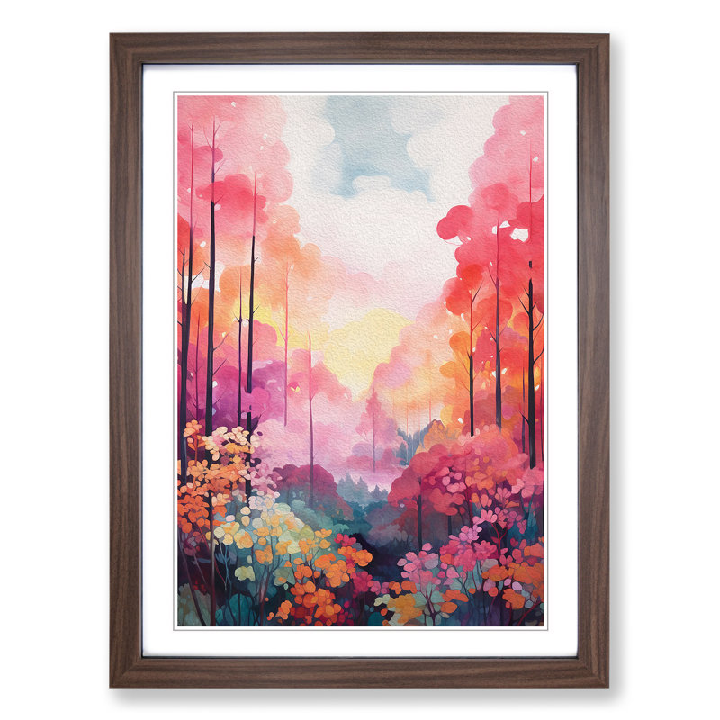 Single Picture Frame Print on Wood, Walnut Framed, 64cm H x 46cm W