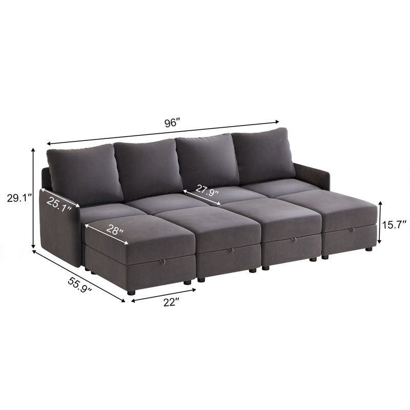 Canapé modulaire avec méridienne de rangement Lucuss