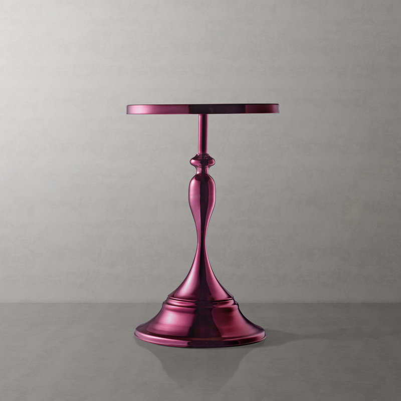 Cheryll Metal Accent Table With Mandala Top And Trumpet Base