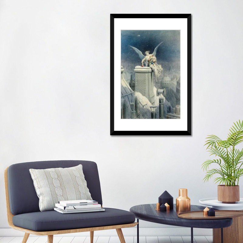 « christmas réveillon », reproduction sur toile, Papier d'art encadré noir, Blanc, H 24 po x l 16 po x P 1 po