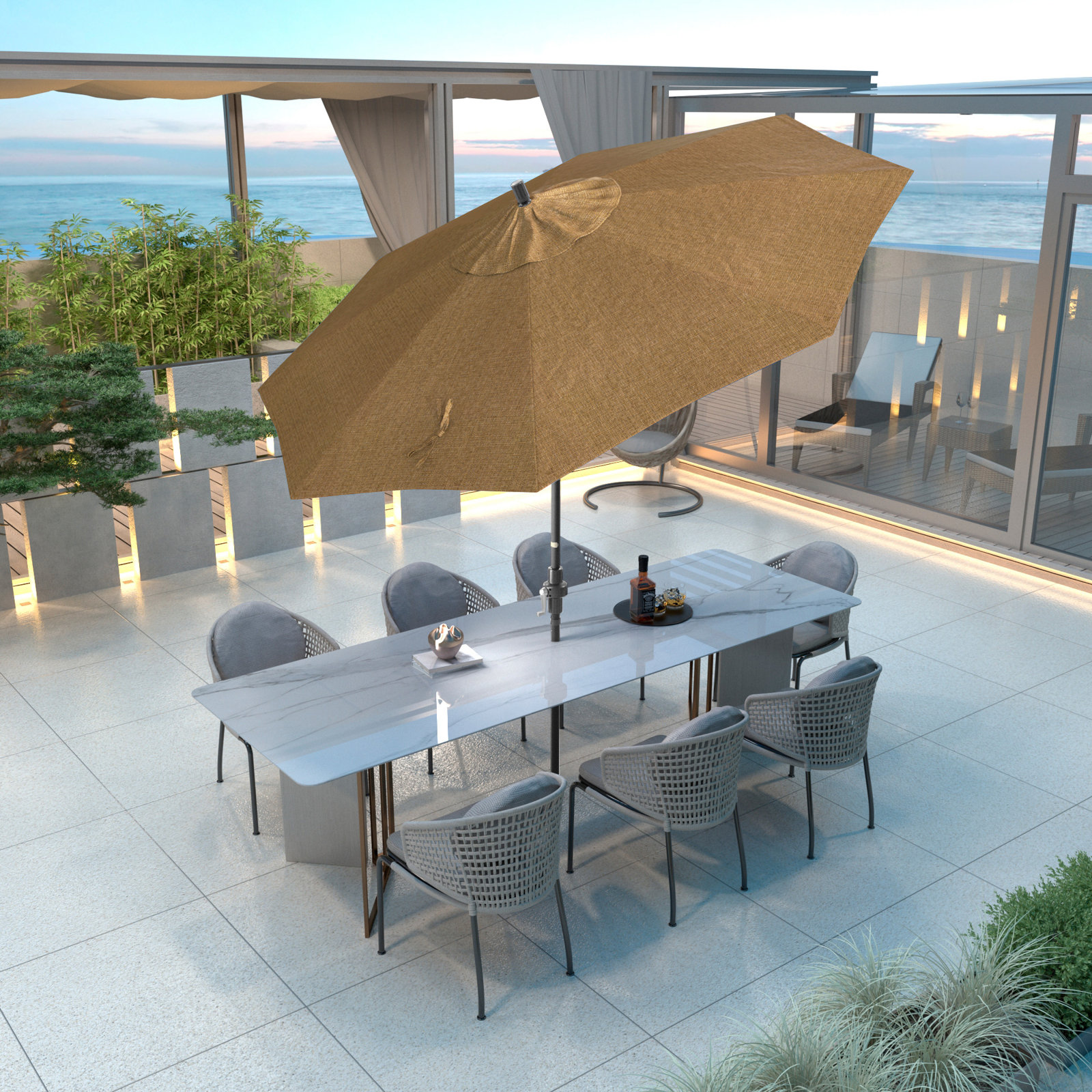 108'' Sunbrella® Outdoor Umbrella, Sesame Sunbrella® Linen