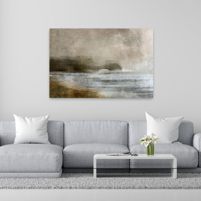Dusk Abstract Contemporary Geometric Fish Coastal Landscape Wall Art Print 1 Piece Wrapped Canvas Wall Art
