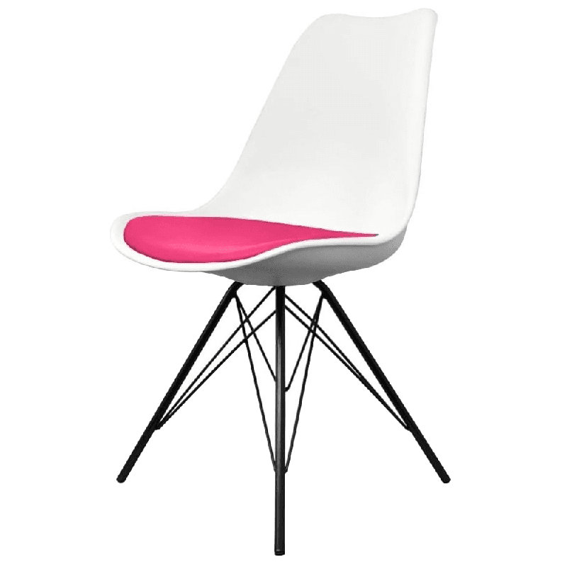 Aneta Plastic Side Chair, Pink/White