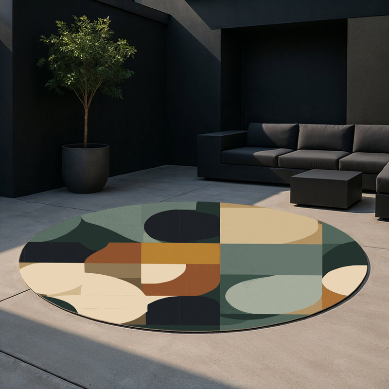 Modular Mountains Indoor And Outdoor Area Rug, Round 5'