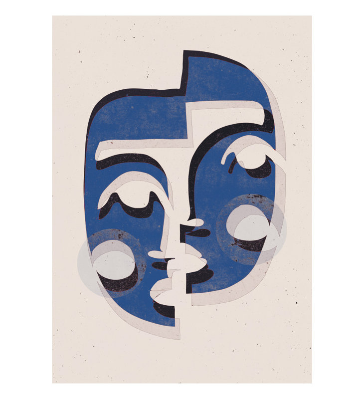 Fragmented Faces Print by Other Artist, 40 × 60, Wrapped Canvas, Gold/Tan/Black/Brown/White