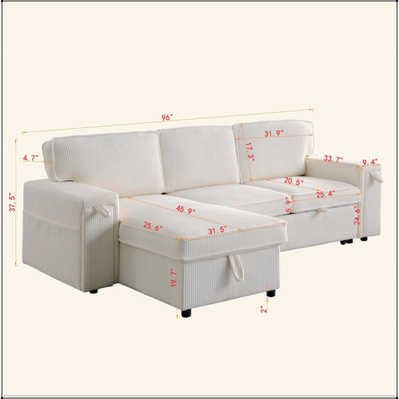 Canapé-lit modulaire avec espace de rangement Upholstery