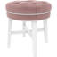 Tabouret de coiffeuse rond en bois capitonné et sans dossier pour la salle de maquillage ou la salle de bain, rose