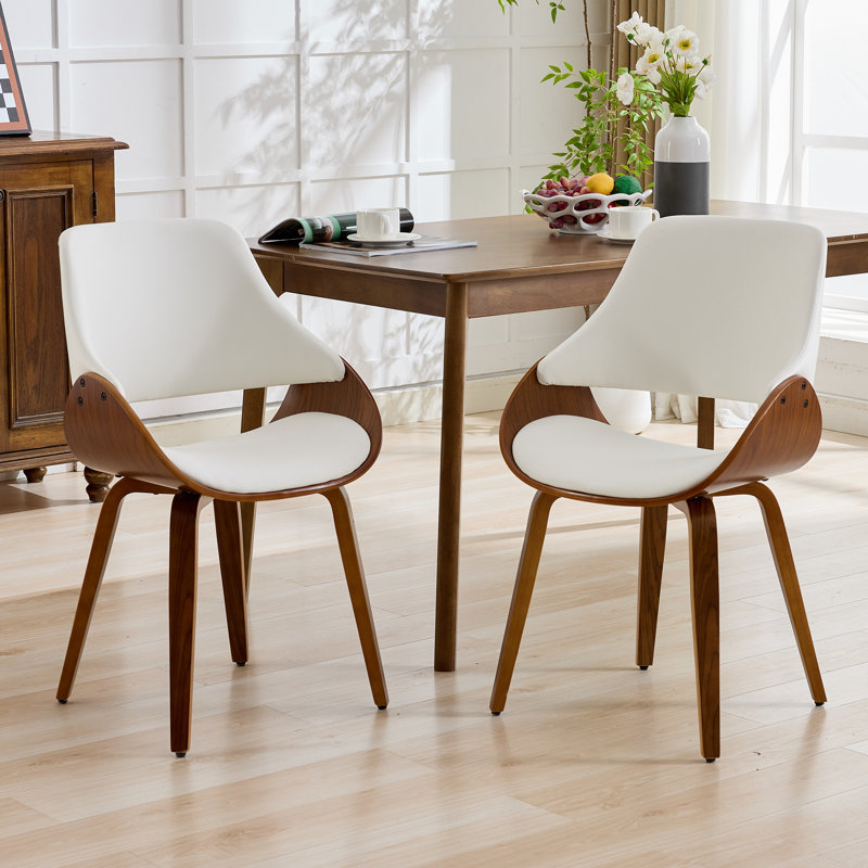 Modern Upholstered Kitchen Wood Dining Room Chairs Side Chairs, White