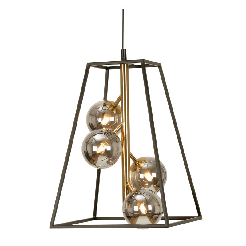 Artie 4 - Light Black/Antique Gold Lantern Pendant