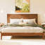 Structure de lit très grand en bois massif avec tête de lit, lit plateforme scandinave d'une capacité de 800 lb, finition caramel, antidérapant et silencieux, aucun sommier tapissier nécessaire-1633583104-1643714056