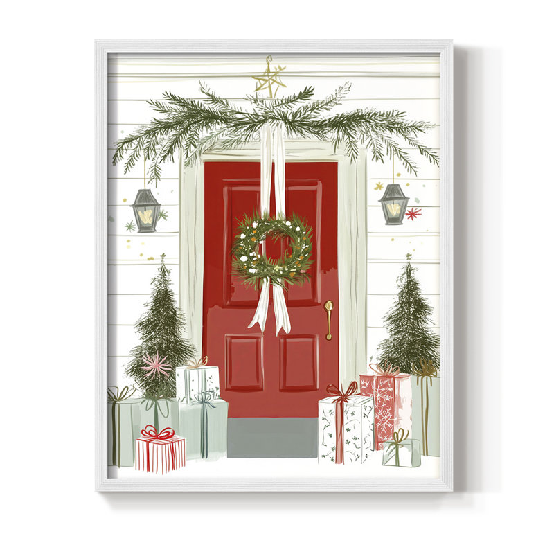 «Christmas Holiday Art CCLX», reproduction encadrée - bois massif, H 11 po x l 9 po, Blanc