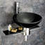 Lv-002B, petit meuble-lavabo vasque mural moderne en verre noir