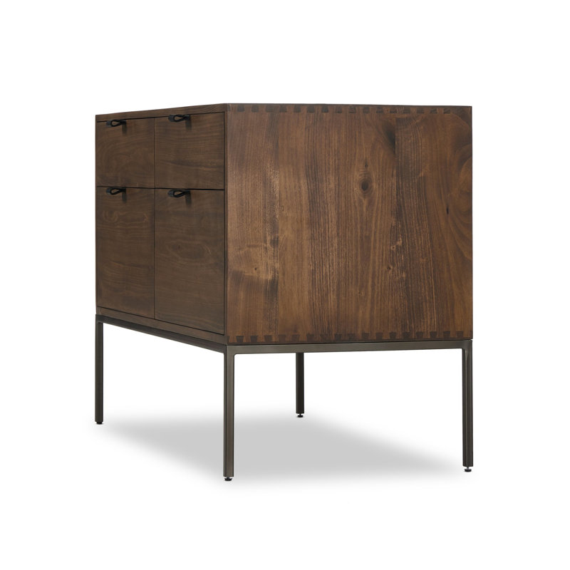 Trey 4 - Drawer Solid Wood File Cabinet, Brown