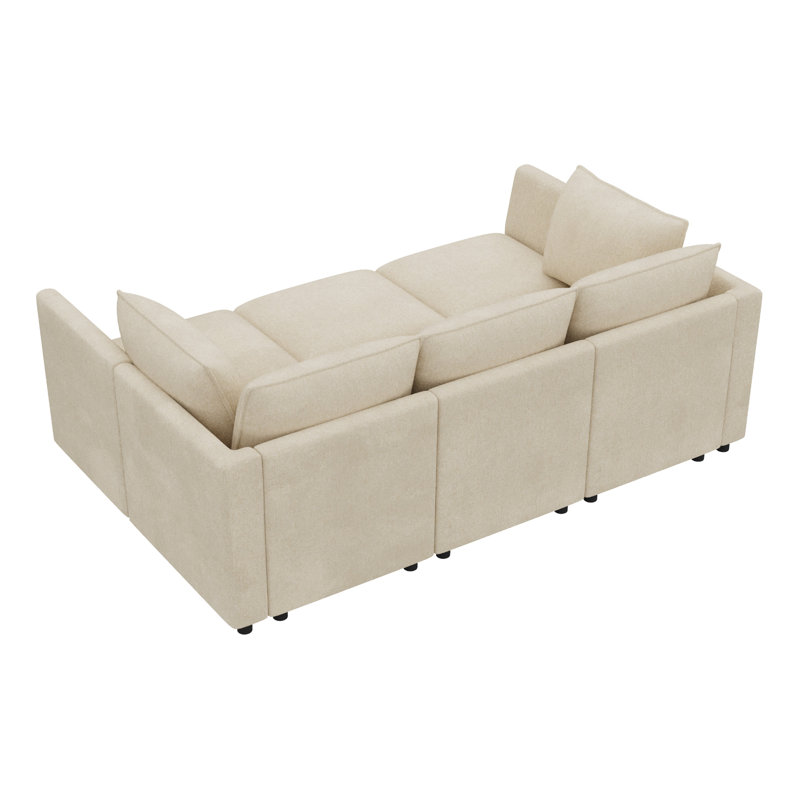 Canapé-lit modulaire en L Tremee, Polyester beige