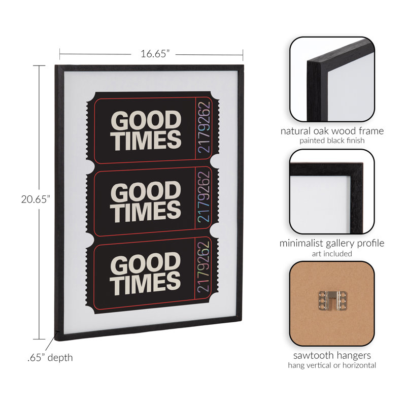«Preppy Retro positive Quote Good Times» par The Creative Bunch Studio, reproduction d'art encadrée, H 16,65 po x l 20,65 po
