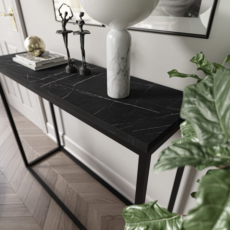 Burmaster Console Table, Wotan Oak, Black, 80cm H x 80cm W x 30cm D