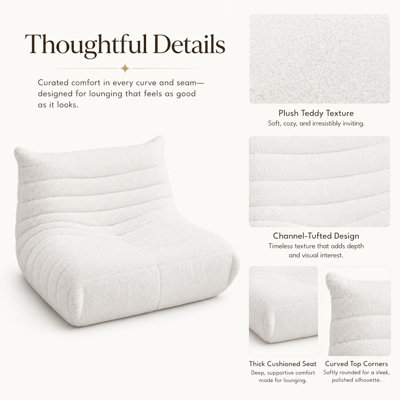 Chaise longue rembourrée en mousse Sherpa de 32,7 po de large avec capitonnage