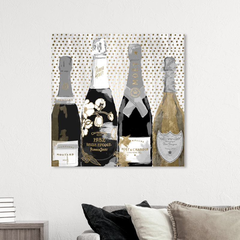 Drinks and Spirits «Pass the Bottle Night» Champagne - impression sur toile tendue, H 30 po x l 30 po, Toile tendue