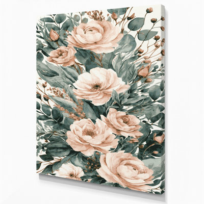 Aquarelle, art floral sur toile beige