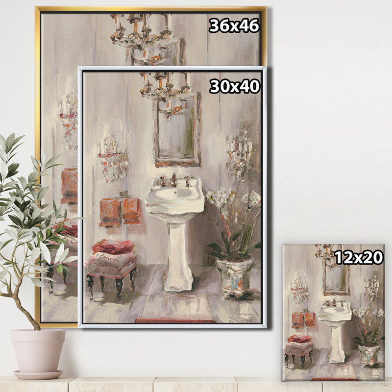 French Bath La Baignoire I - reproduction d'art, H 40 po x l 30 po x 1,5 po, Toile encadrée flottée blanche