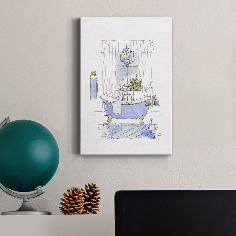 «Sketchy Bath I», reproduction sur toile tendue, H 36 po x l 24 po x P 1 po