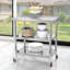 Table de travail à 3 niveaux en acier inoxydable avec roulettes et tablettes réglables pour cuisines, restaurants et garages