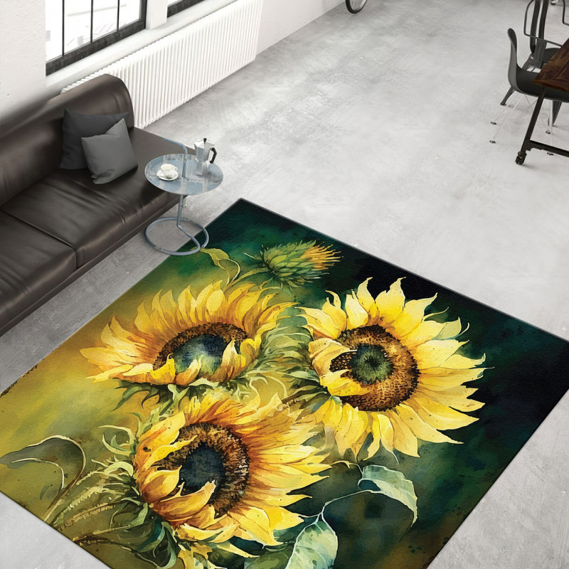 Chic Abstract Floral Design With Pile Soft Printed Rug Perfect for Adding an Artistic Touch to Any Living Space, Square 1'8"