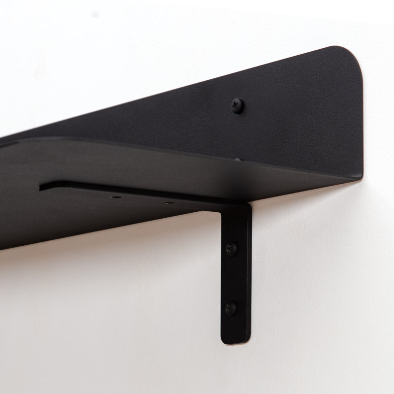 Metal Bracket Shelf, Black, 3" H x 36" W x 8" D