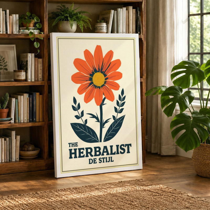 The Herbalist De Stil Botanical - Wrapped Canvas, 18x12 - 45.7 x 30.5 cm, Ochre Border