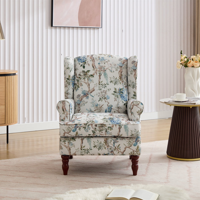 Demorrio Upholstered Armchair, Green/Beige