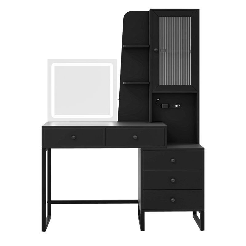 Makeup Vanity Mirror Makeup Vanity Table with Charging Station & Storage Shelf