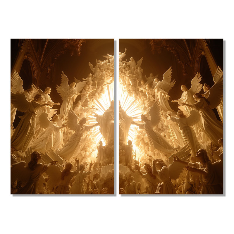 «Yellow Anges I», art mural moderne, 2 pièces jaune et blanc, H 36 po x l 48 po, Toile tendue, Ne s’applique pas