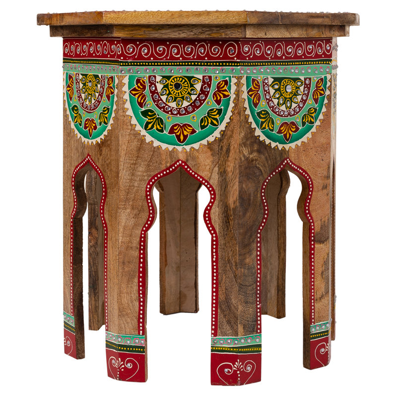 Atiksh Solid Wood Abstract End Table