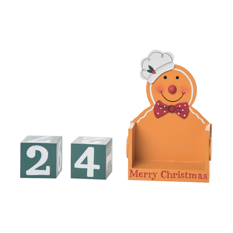  Wood 7.87 in. Multicolor Christmas Gingerbread Countdown Set of 3