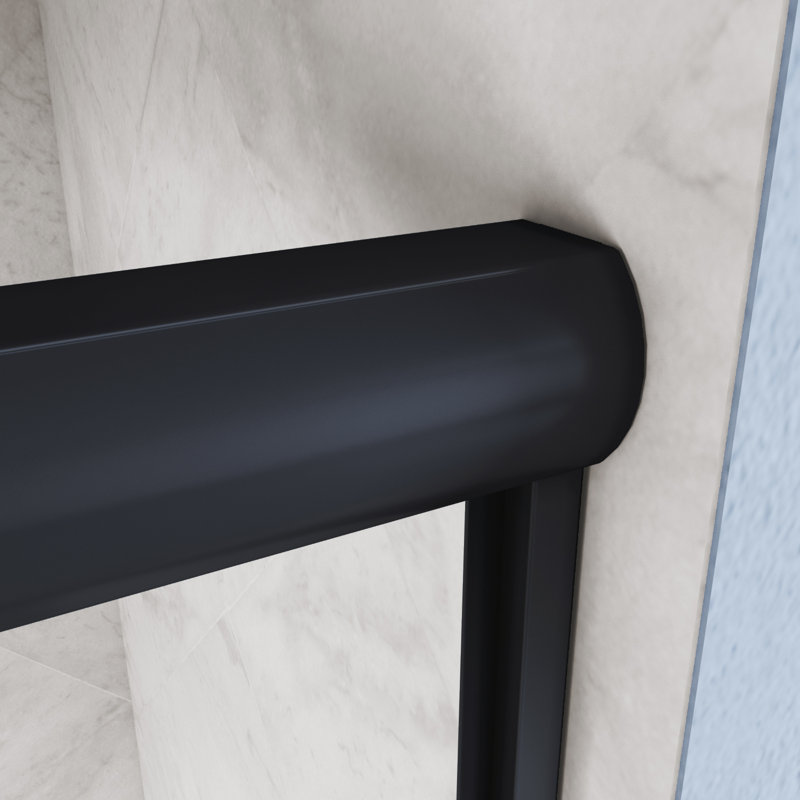 Porte de douche coulissante double l 60 po x H 57 po avec verre trempé transparent de 1/4 po, noir mat