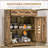 Cabinets with Solid Wood Countertop, Modern Rustic Kitchen Storage Sideboard with 2 Drawers, Doors &amp; Adjustable Shelf | Rustic Brown | Engineered Wood