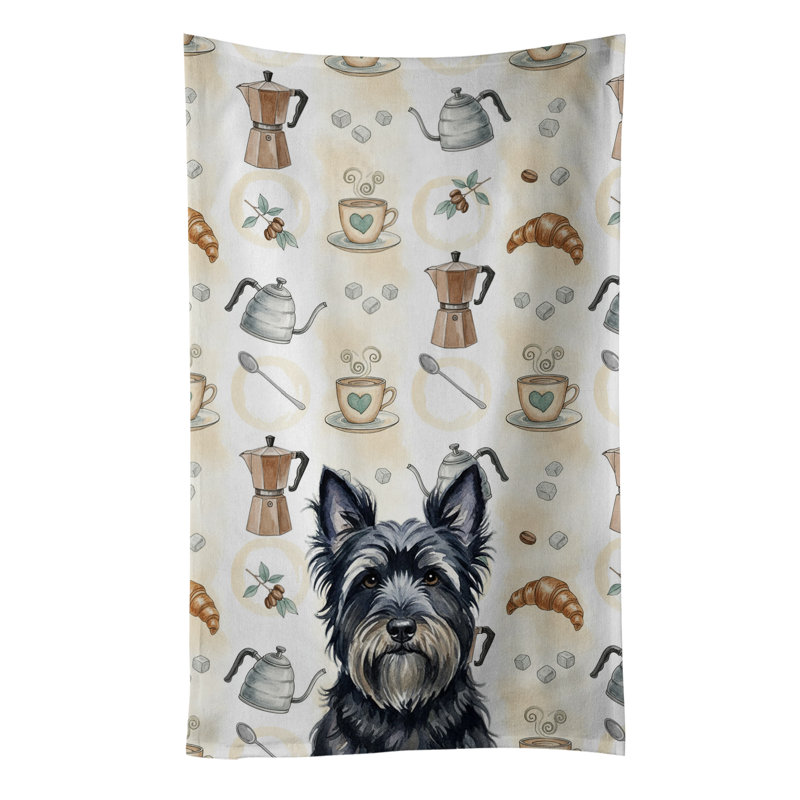 Serviette de cuisine Coffee Bar, Skye terrier noir