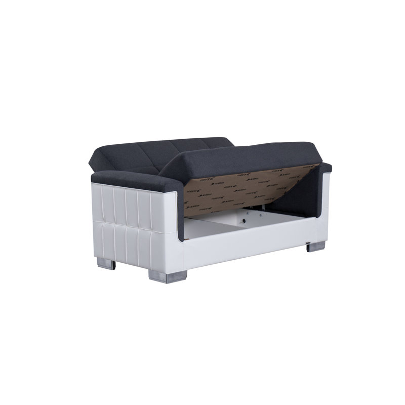 Canapé Arrmada Pro gris avec similicuir blanc, H 38 po x l 87 po x P 36,5 po