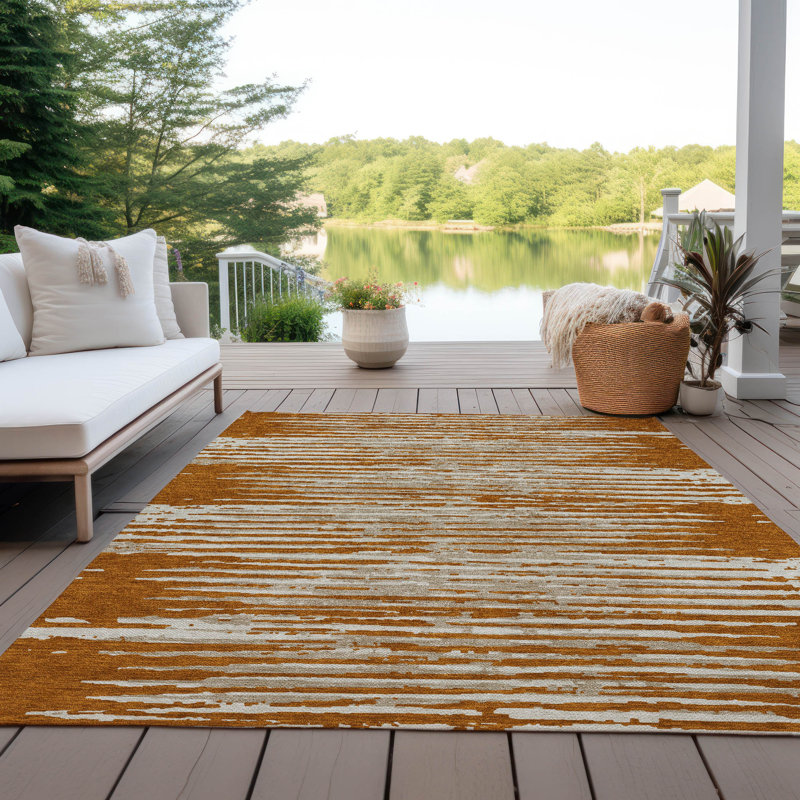 Malek Indoor/Outdoor Area Rug with Non-Slip Backing, Rectangle 5' x 7'6"