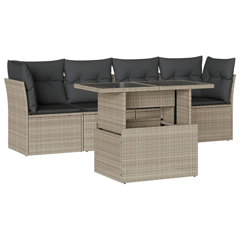  Ensemble de canapé de jardin modulaire PE rotin gris clair