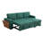92" Modern Linen Pull Out Sectional Sofa With Storage Chaise,USB Port And Cup Holder-1089574142