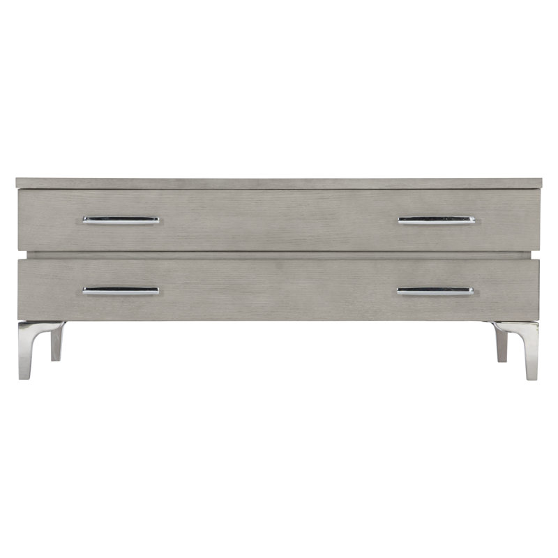 Transitional Gray Rectangular Coffee Table with Metal Accents and Storage