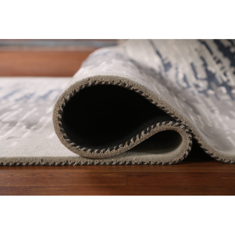 Tapis indien moderne abstrait à motif abstrait gris
