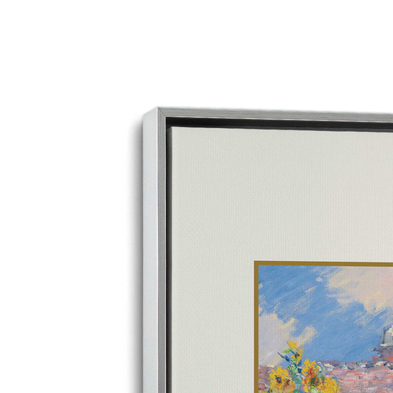Le jardin de l'artiste par Monet, H 18,75 po x l 12,75 po, Cadre flottant en chrome poli