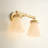 Modern Dual-Arm Wall Sconce – Metal, Glass & Gold, Ivory White 2-Light Hardwired Dimmable Sconce for Bathroom or Dining Room in Modern, Mid-Century, and Contemporary Style-1054537536