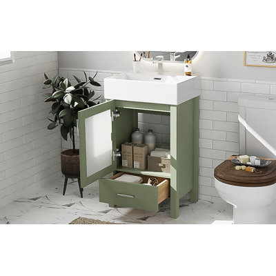 20-Inch Bathroom Vanity With Ceramic Sink And Ample Storage - Ideal For Small Bathrooms