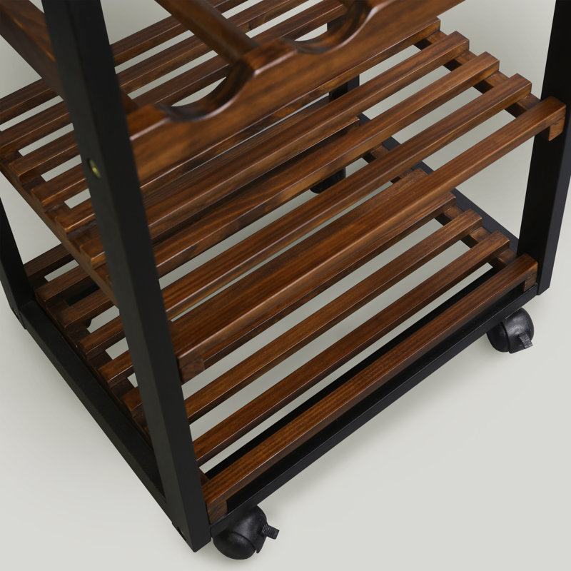 Chariot-bar en bois massif Kilgo