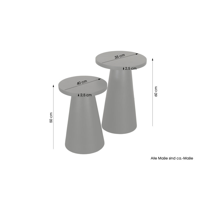 Tam Solid Wood Side Table Set, Black