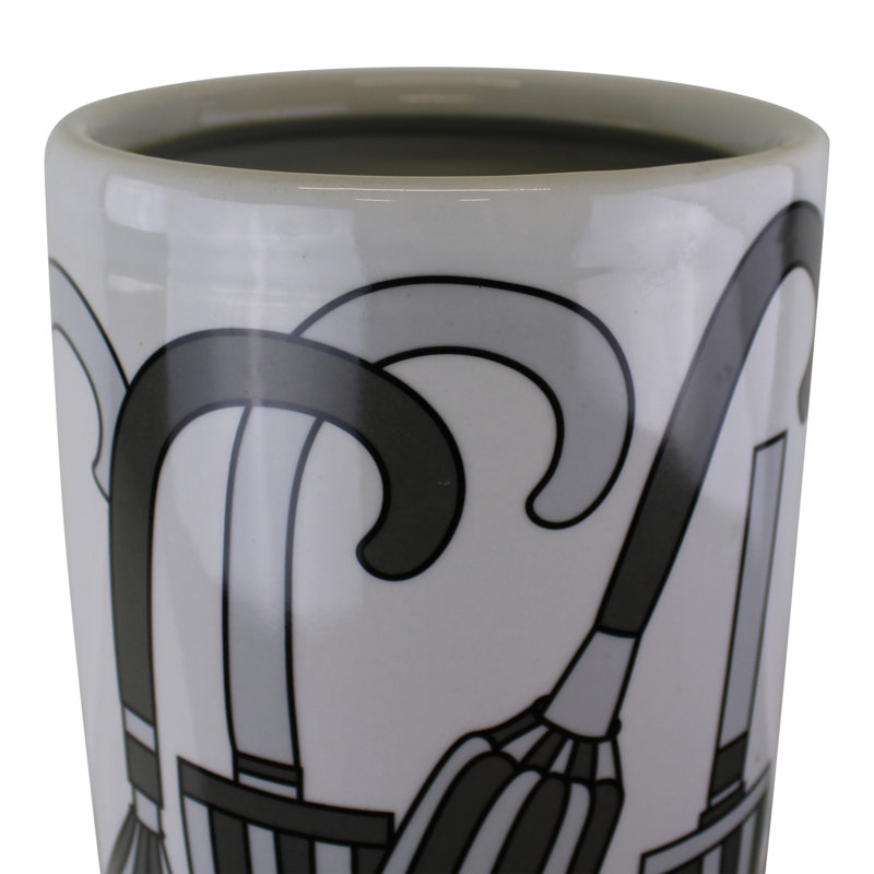 Foret Ceramic Freestanding Umbrella Stand, Black/White
